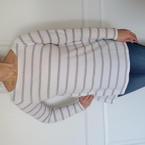 Eileen Fisher stripe boat-neck tunic top - Picture 2 of 10